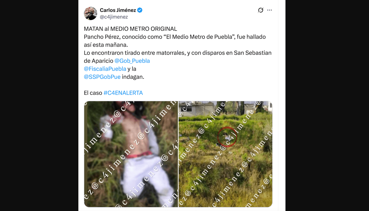 Divulgan fotos del cuerpo de Medio Metro tras su muerte