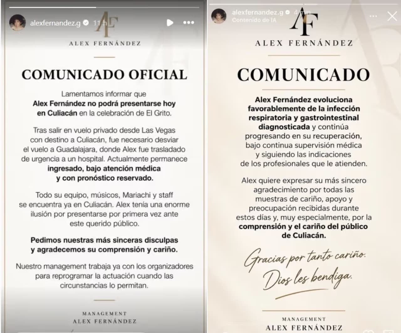 Alex Fernández comunicado.