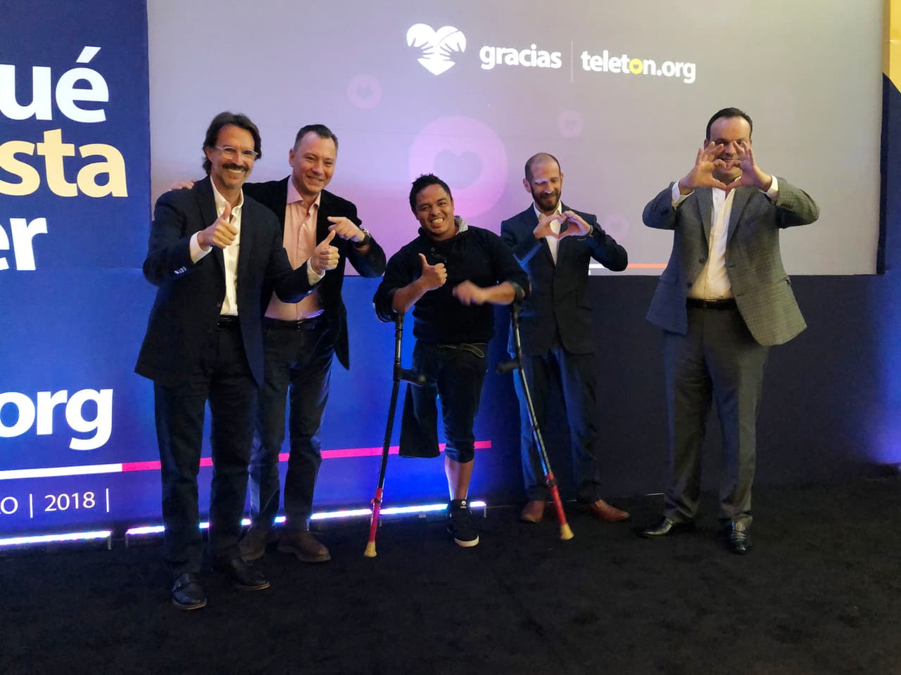 Fernando Landeros, Mariano Osorio, Goyo Vega, Javier Williams y Mauricio Vázquez en la conferencia del Teletón 2018