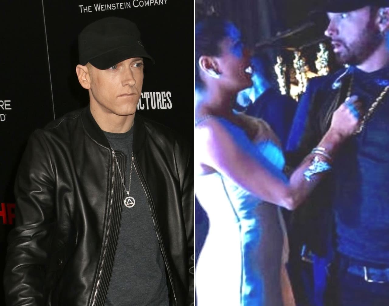Salma Hayek le tiró agua encima a Eminem y el incómodo momento fue capturado en fotos