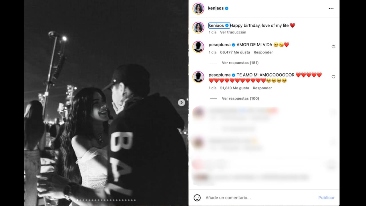 Kenia Os llama a Peso Pluma "el amor de su vida" en Instagram