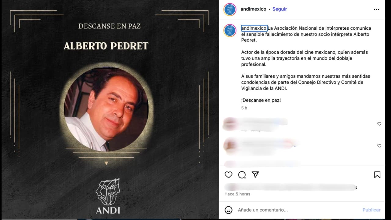 Fallece el actor Alberto Pedret