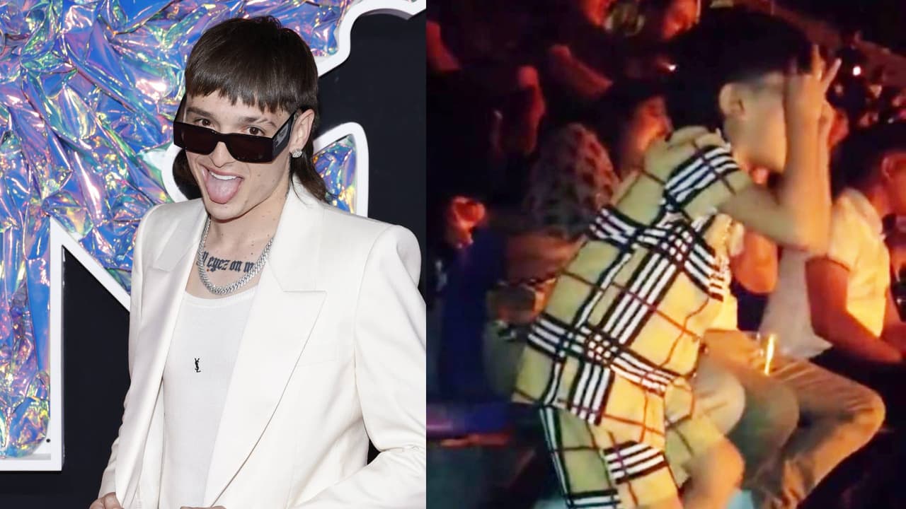 ¡Con todo y el corte de cabello! Captan a 'mini Peso Pluma' disfrutando de concierto y conquista Internet