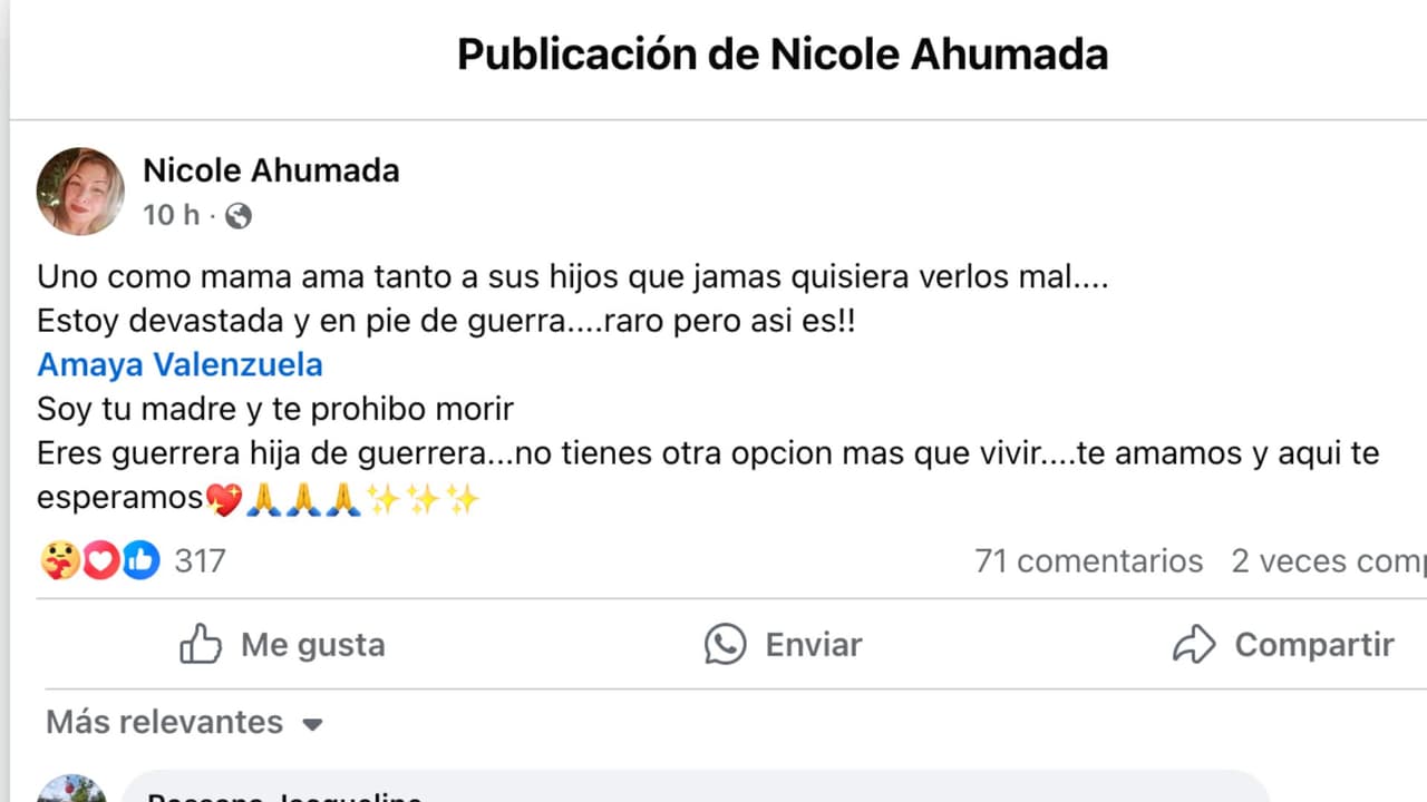 Mamá de la hija menor de Claudio Valenzuela, de Lucybell, devastada, pide oraciones.