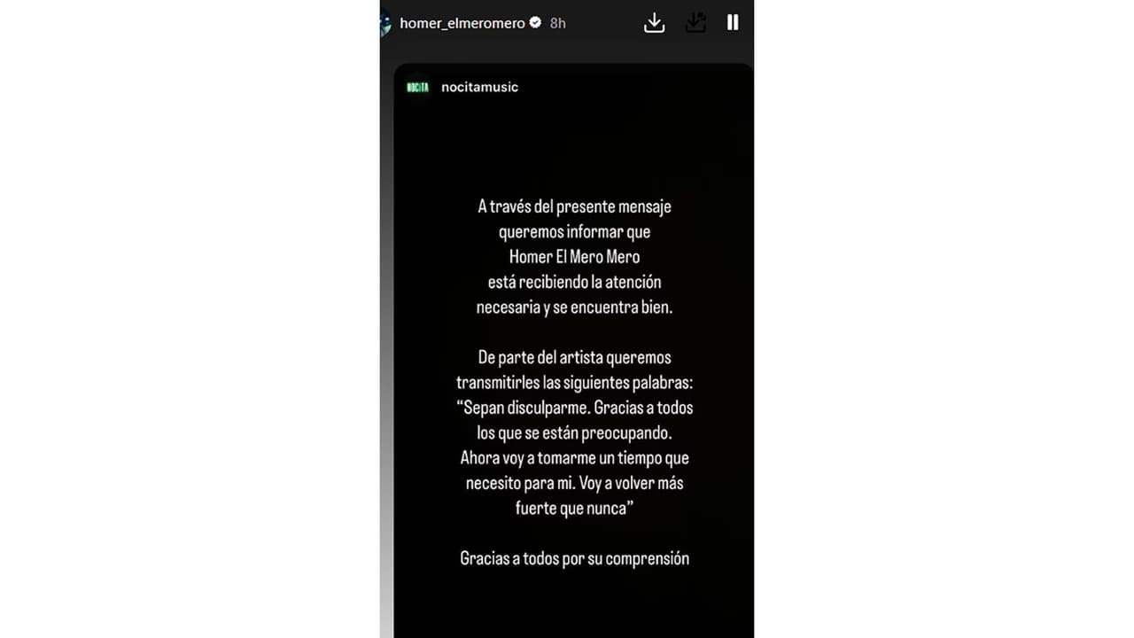 Homer El Mero Mero: comunicado sobre su estado de salud.