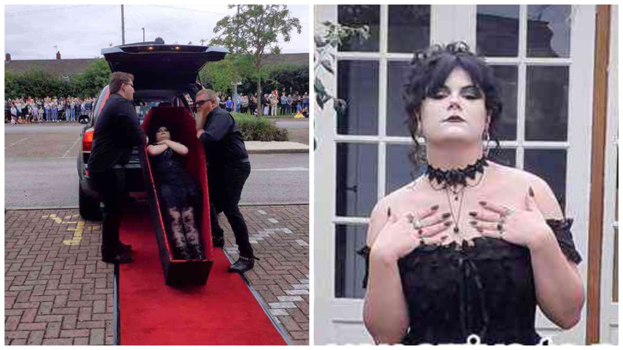 Joven llega a su fiesta de graduación en un ataúd y causa furor: "Ni Merlina se atrevió"