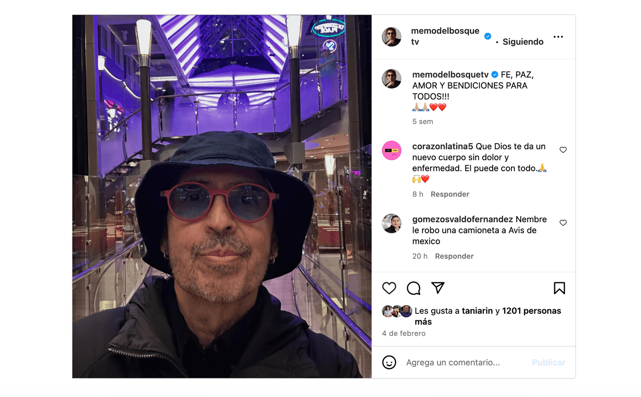 Este es el último mensaje que publicó Memo del Bosque antes de su hospitalización