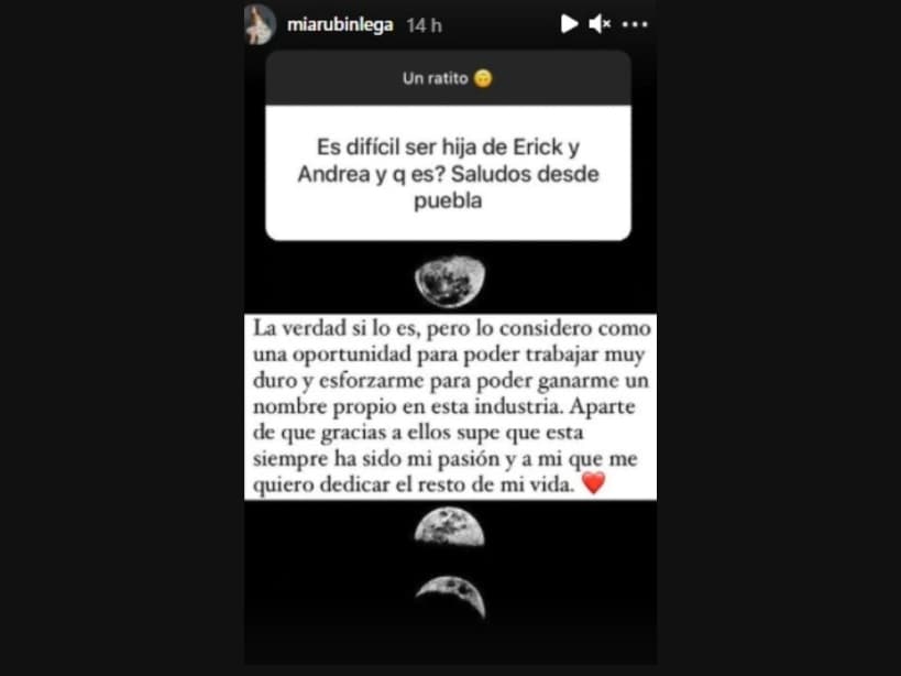 Mía Rubín confiesa como nunca antes si es difícil ser hija de Andrea Legarreta y Erik Rubín.