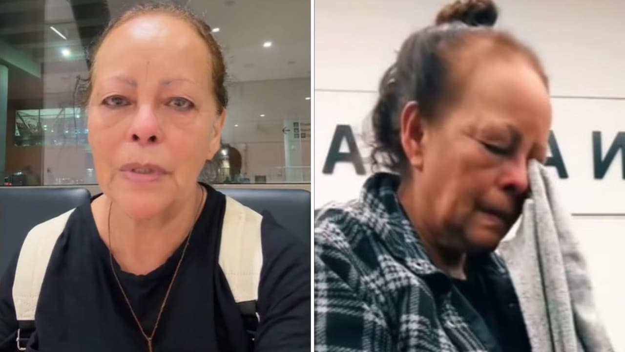 Mujer rompe en llanto al relatar que su hija la dejó abandonada en el aeropuerto y video se viraliza