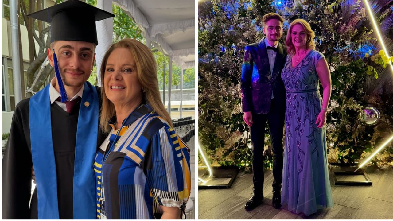 Nicolás, el hijo de Erika Buenfil, también celebró su graduación