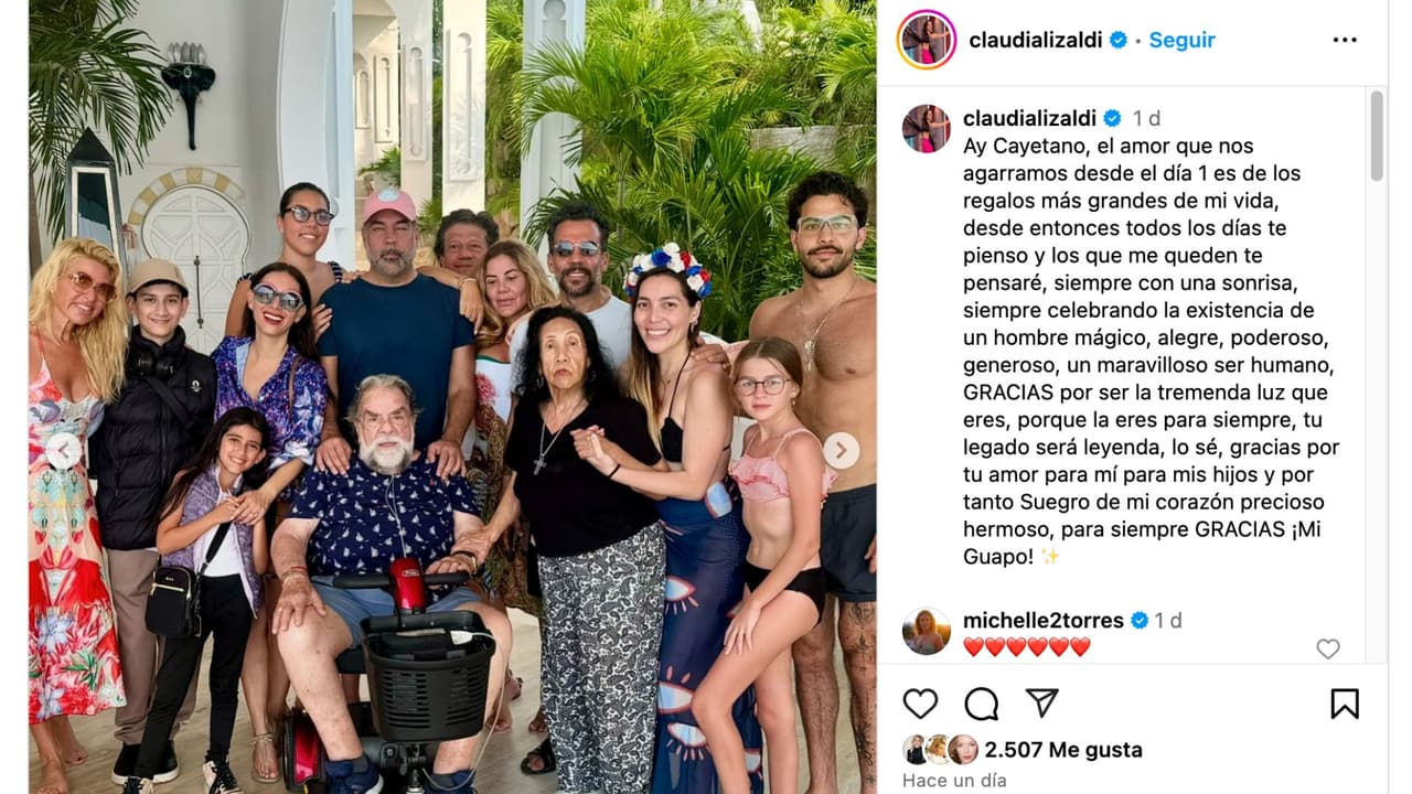 Claudia Lizaldi de luto se despide de su suegro.