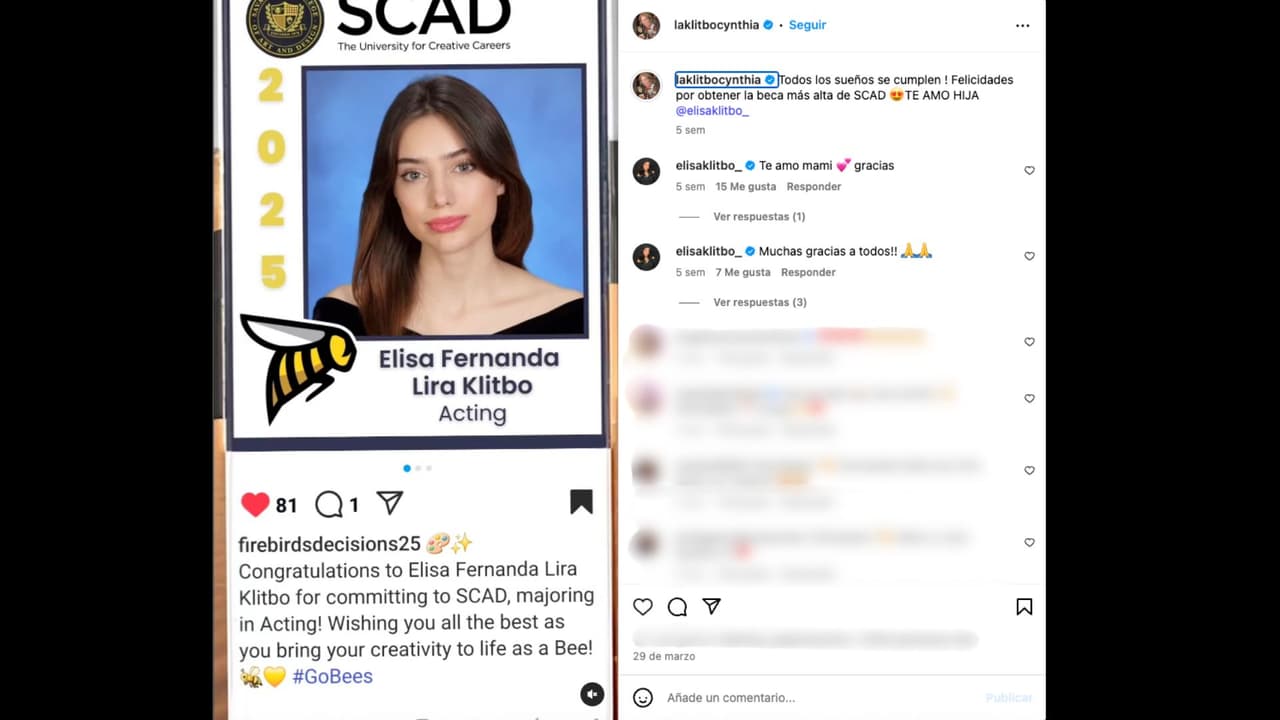 Elisa Klitbo, hija de Cynthia Klitbo, estudia actuación en Estados Unidos