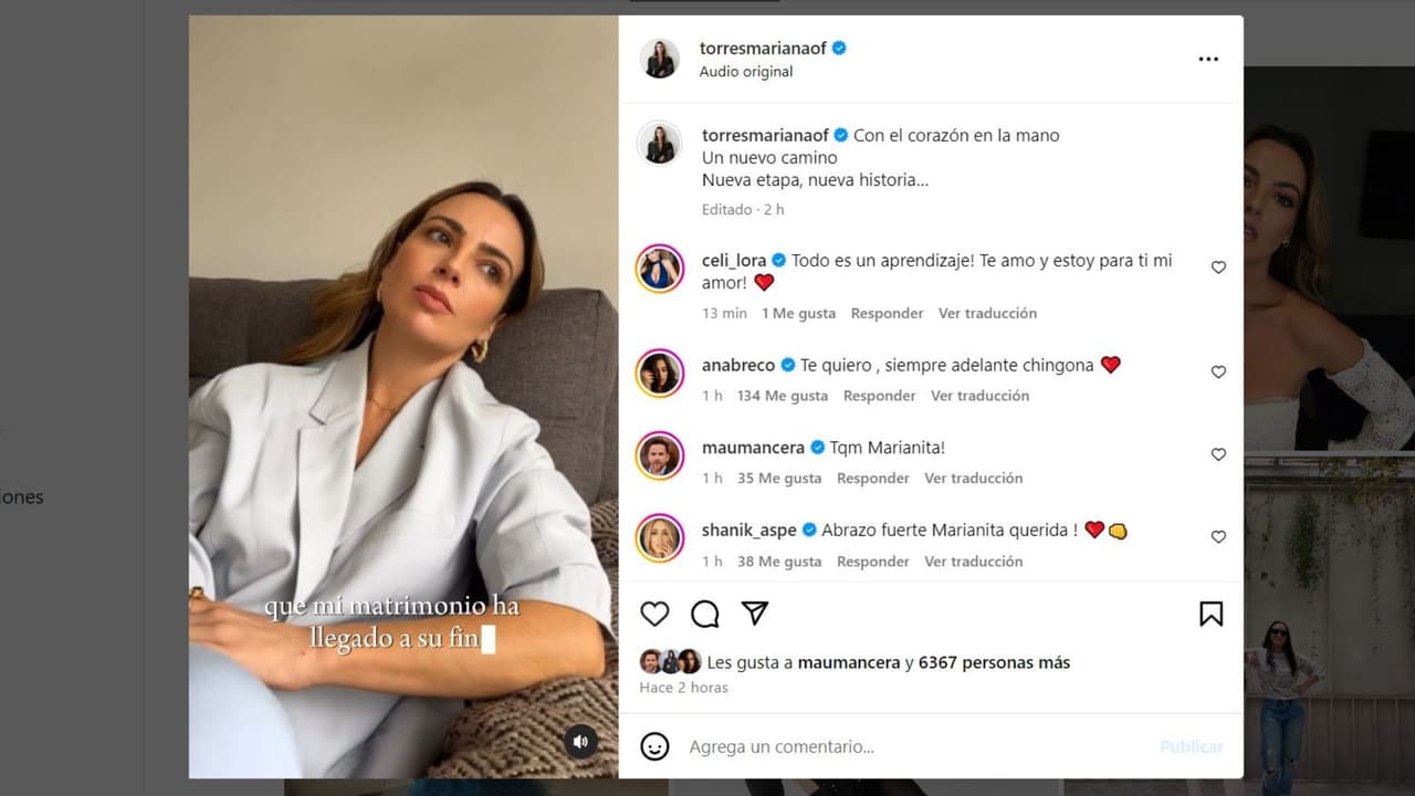 Mariana Torres revela divorcio.