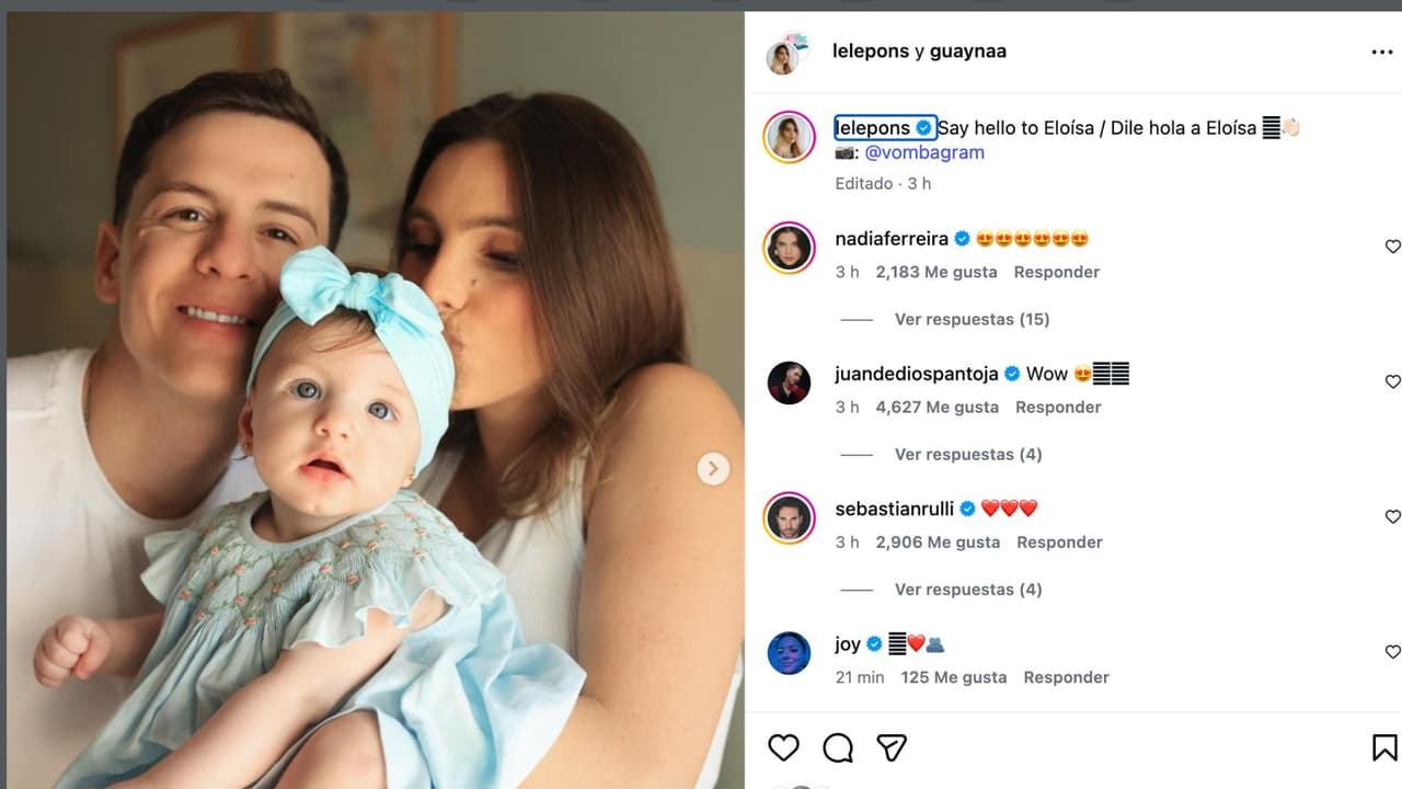 Lele Pons y Guaynaa presentan a su hija.