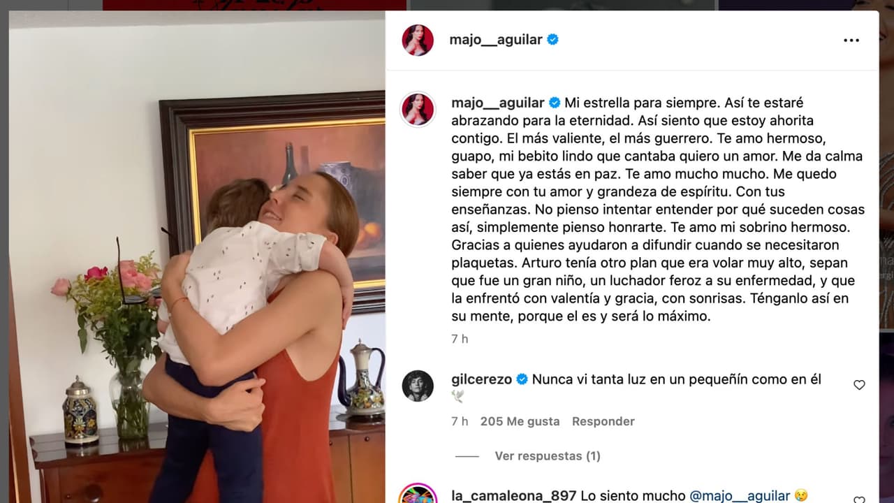 Majo Aguilar anuncia la muerte de su sobrino Arturo de 7 años.
