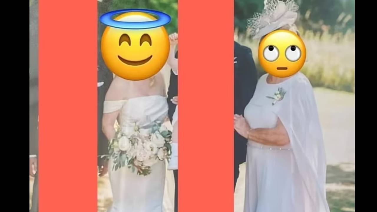 Suegra de la novia usa vestido blanco el día de la boda