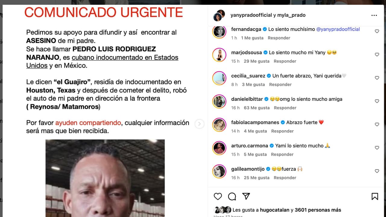 Myla Prado denuncia el asesinato de su padre.