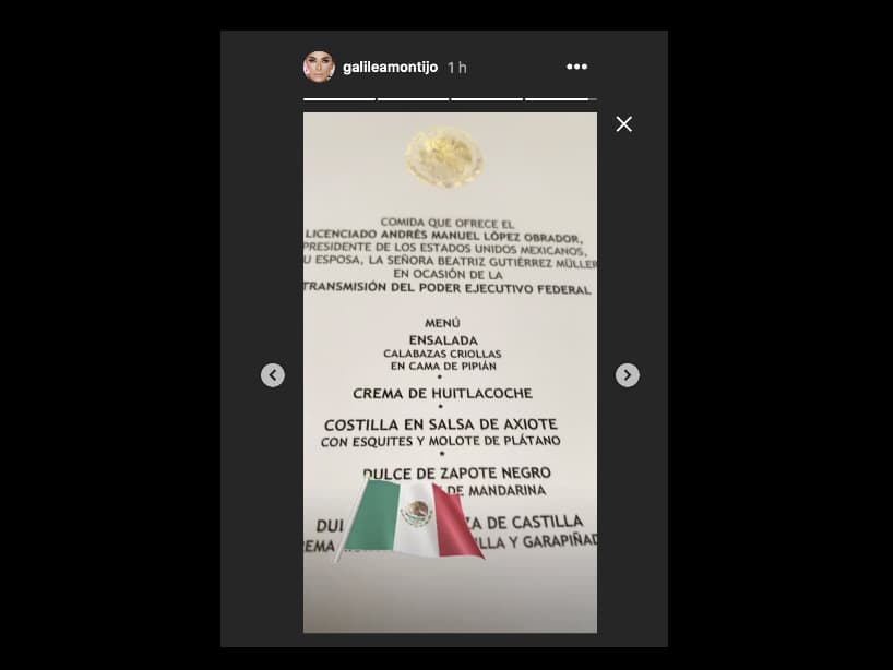 Este es el menú que se sirvió durante la comida en Palacio Nacional