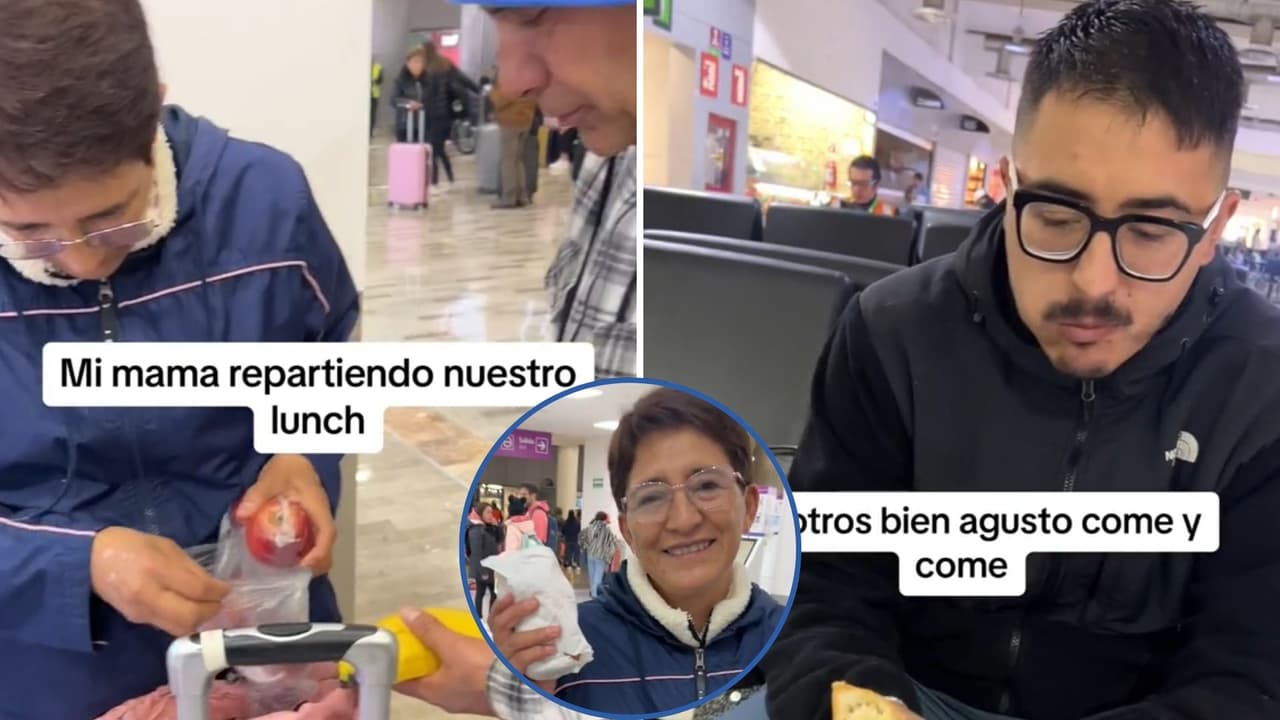 Antes de tomar su vuelo, una madre llevó tortas y manzanas para su familia