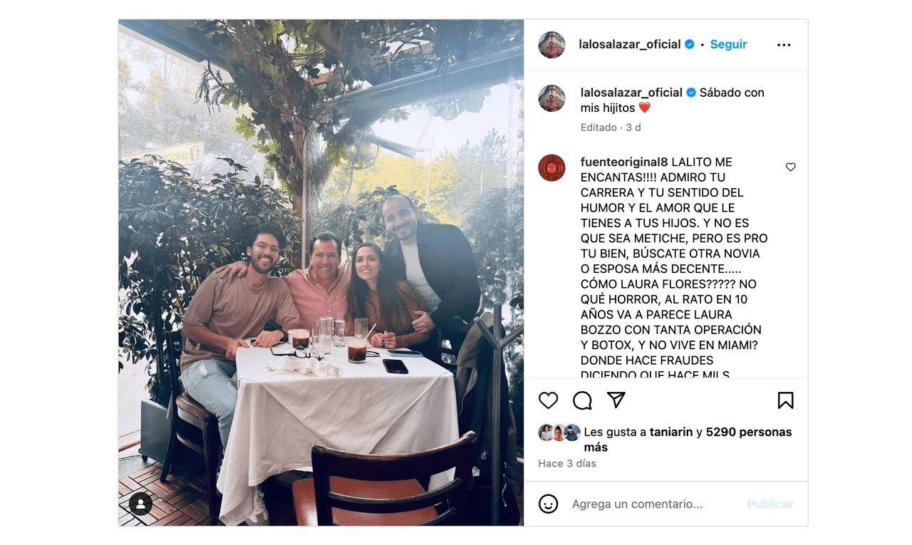 Lalo Salazar aparece con sus hijos