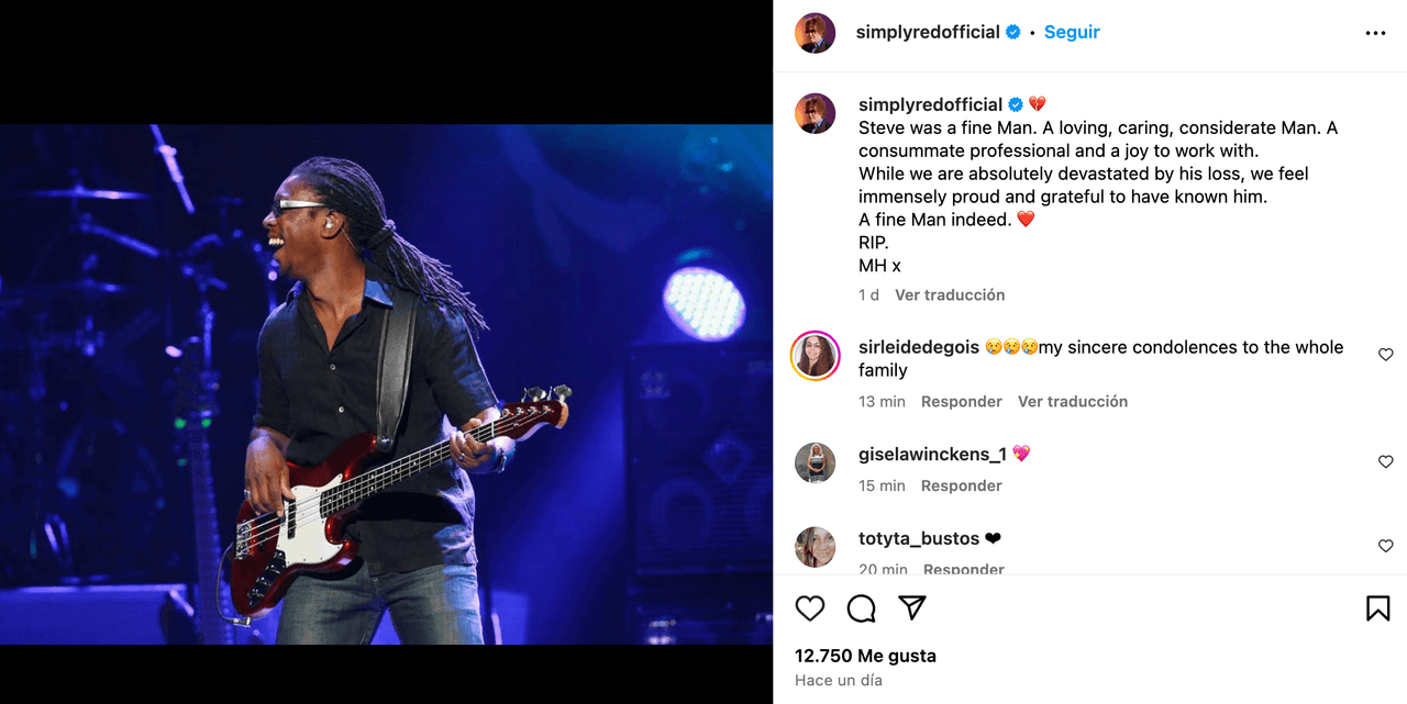 Muere músico de Simply Red y así lo despiden