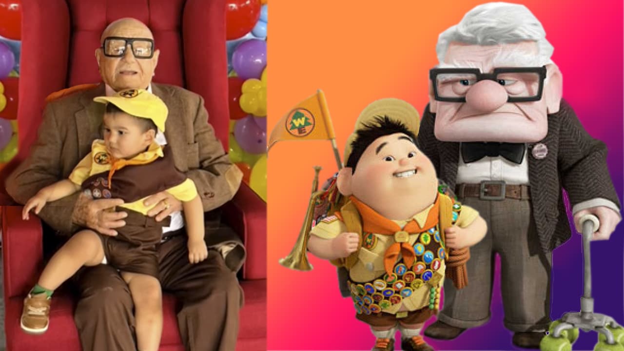 Abuelito celebra su cumpleaños 96 con fiesta temática de 'Up' y la foto de su esposa muerta