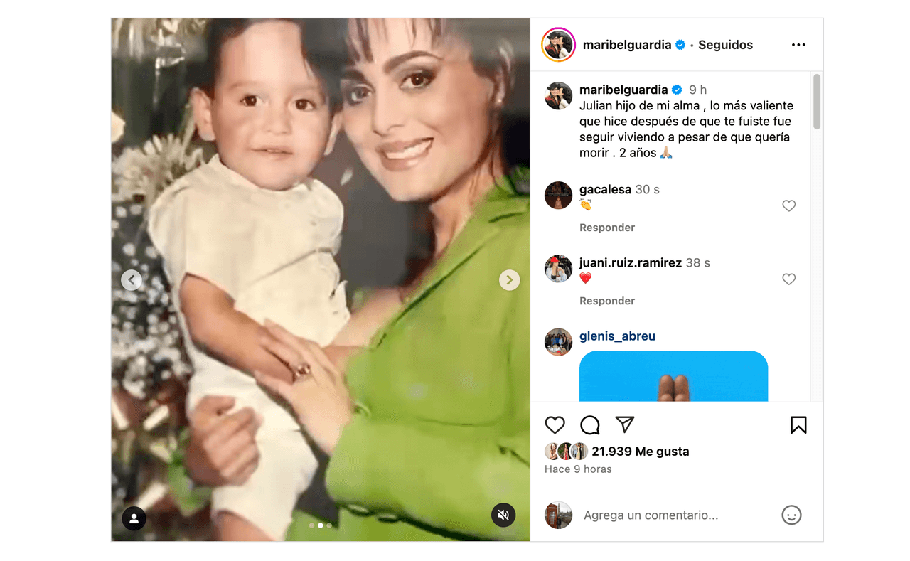 Maribel Guardia sigue llorando la muerte de su hijo; así lo recuerda