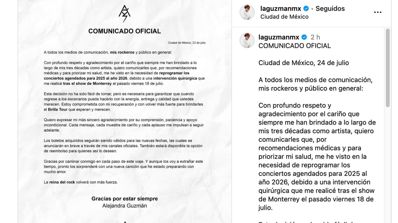 Comunicado de Alejandra Guzmán.