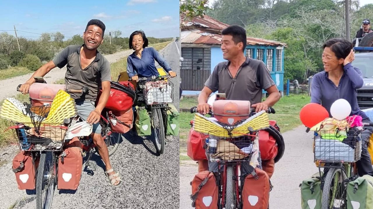 Pareja japonesa recorre América en bicicleta: quieren llegar hasta Argentina