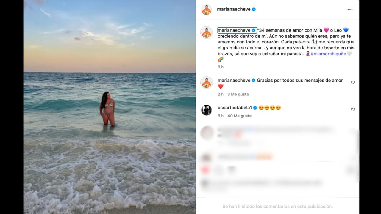 Mariana Echeverría revela que está en la semana 34 de su embarazo