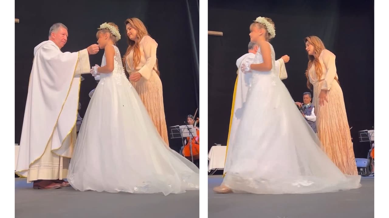 Rafaela, nieta de Verónica Castro, recibió el sacramento de la Eucaristía.