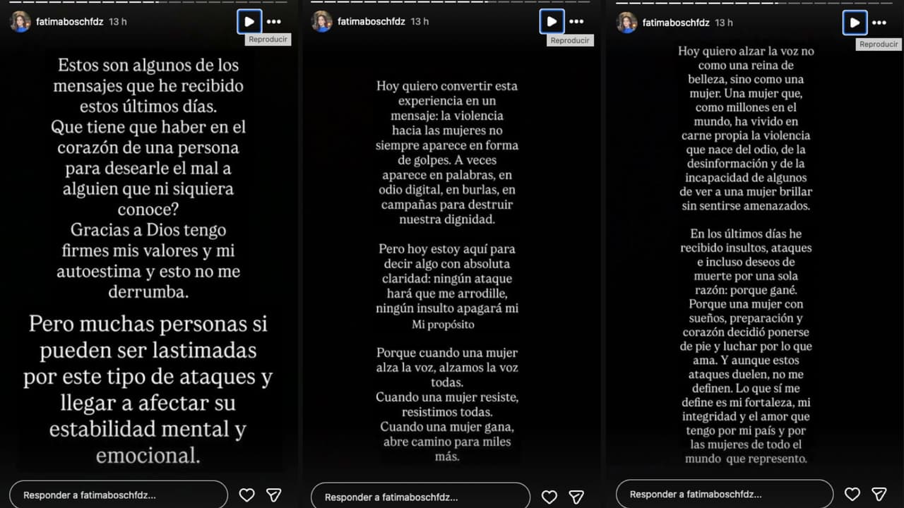 Fátima Bosch se defiende tras críticas que ha recibido en redes sociales tras ganar Miss Universo 2025