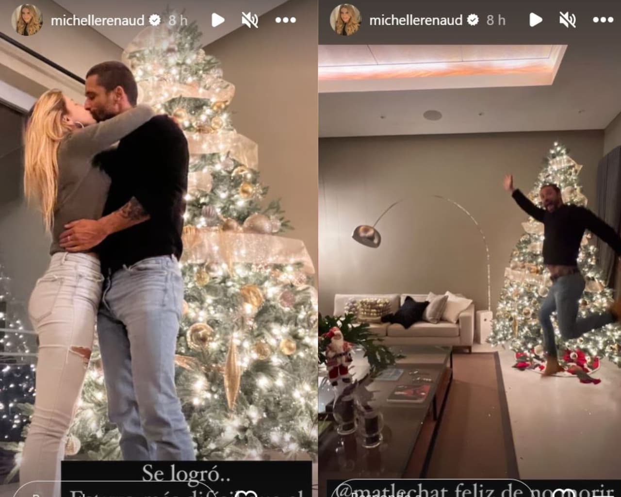 Michelle Renaud y Matías Novoa presumen árbol de Navidad.