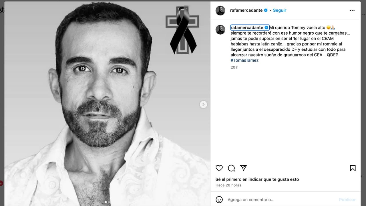 Rafa Mercadante se despide del actor Tomás Tamez.