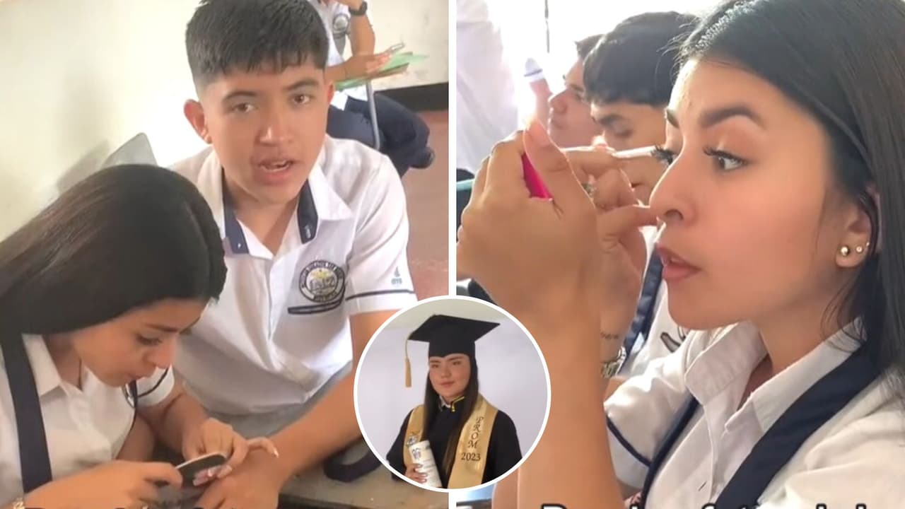 Alumnos se arreglan para foto de graduación en salón de belleza improvisado: hubo manicure