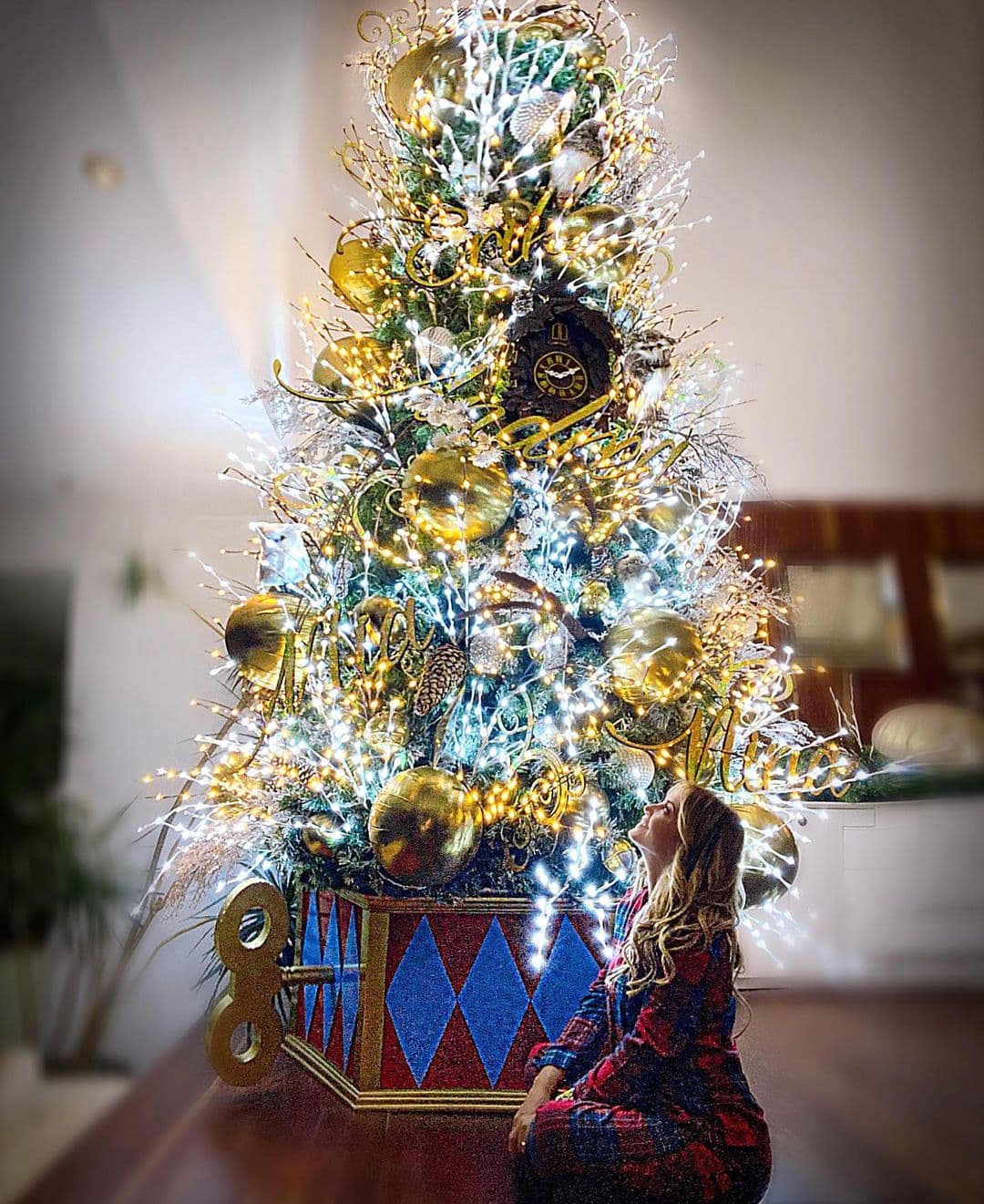 La primera en mostrar imágenes de la decoración de su hogar fue Andrea Legarreta, quien a través de su cuenta oficial de Instagram compartió fotografías y videos del árbol de Navidad que puso, el cual llama la atención por simular ser una caja de música.