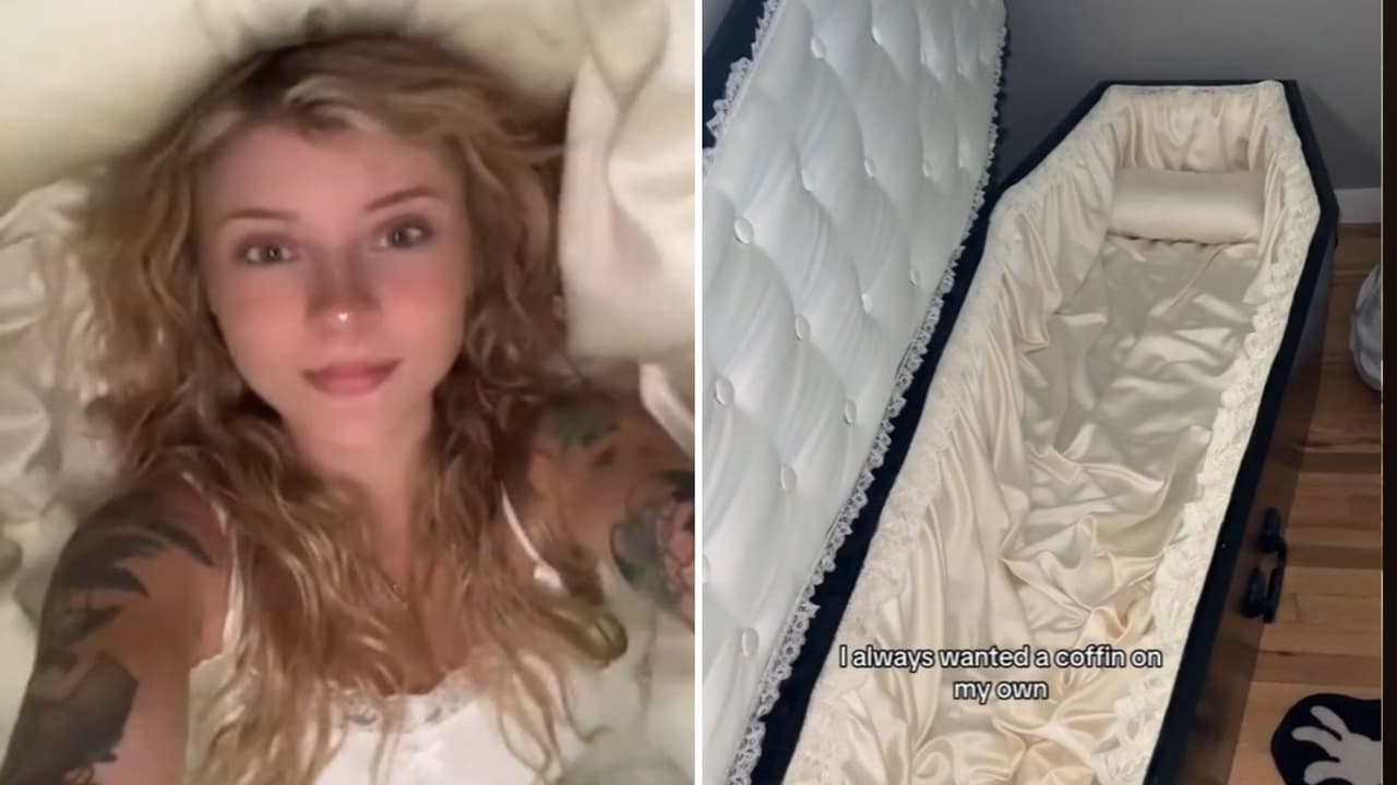 Mujer presume dormir en un ataúd y nadie en TikTok entiende por qué: "Es muy cómodo"