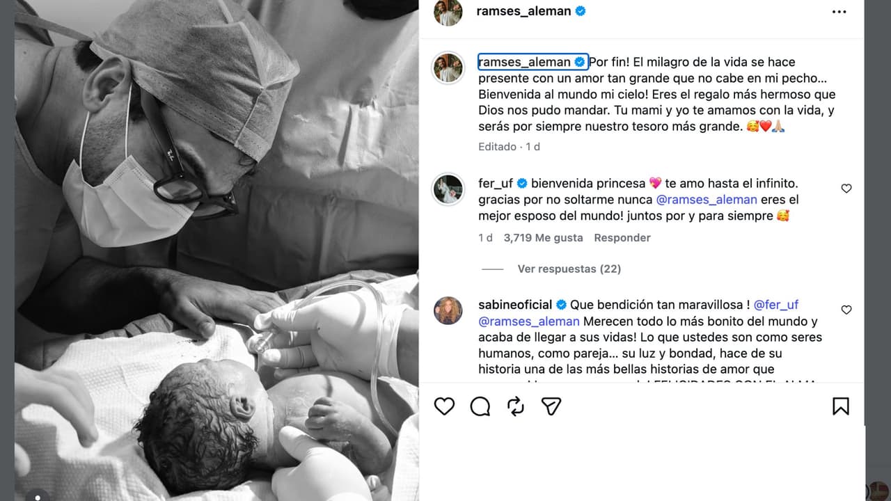 Ramsés Alemán anuncia el nacimiento de su bebé.
<br>