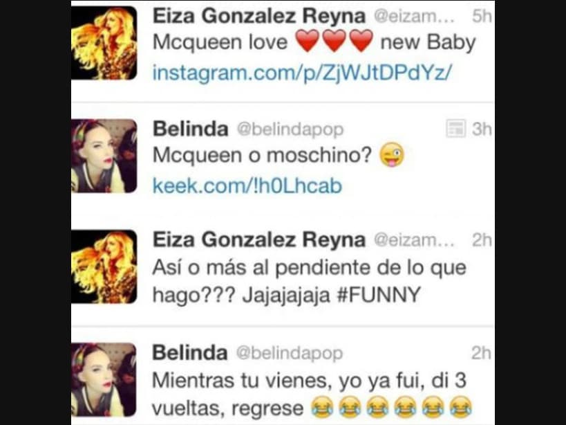 ¿Eiza González y Belinda son rivales? Este fue el mensaje de la actriz que revivió la polémica.