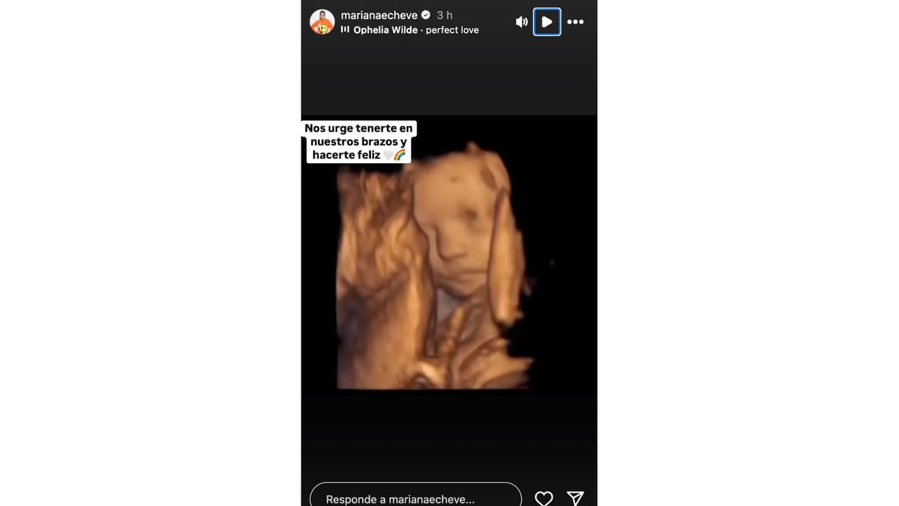 Mariana Echeverría muestra la carita de su bebé.