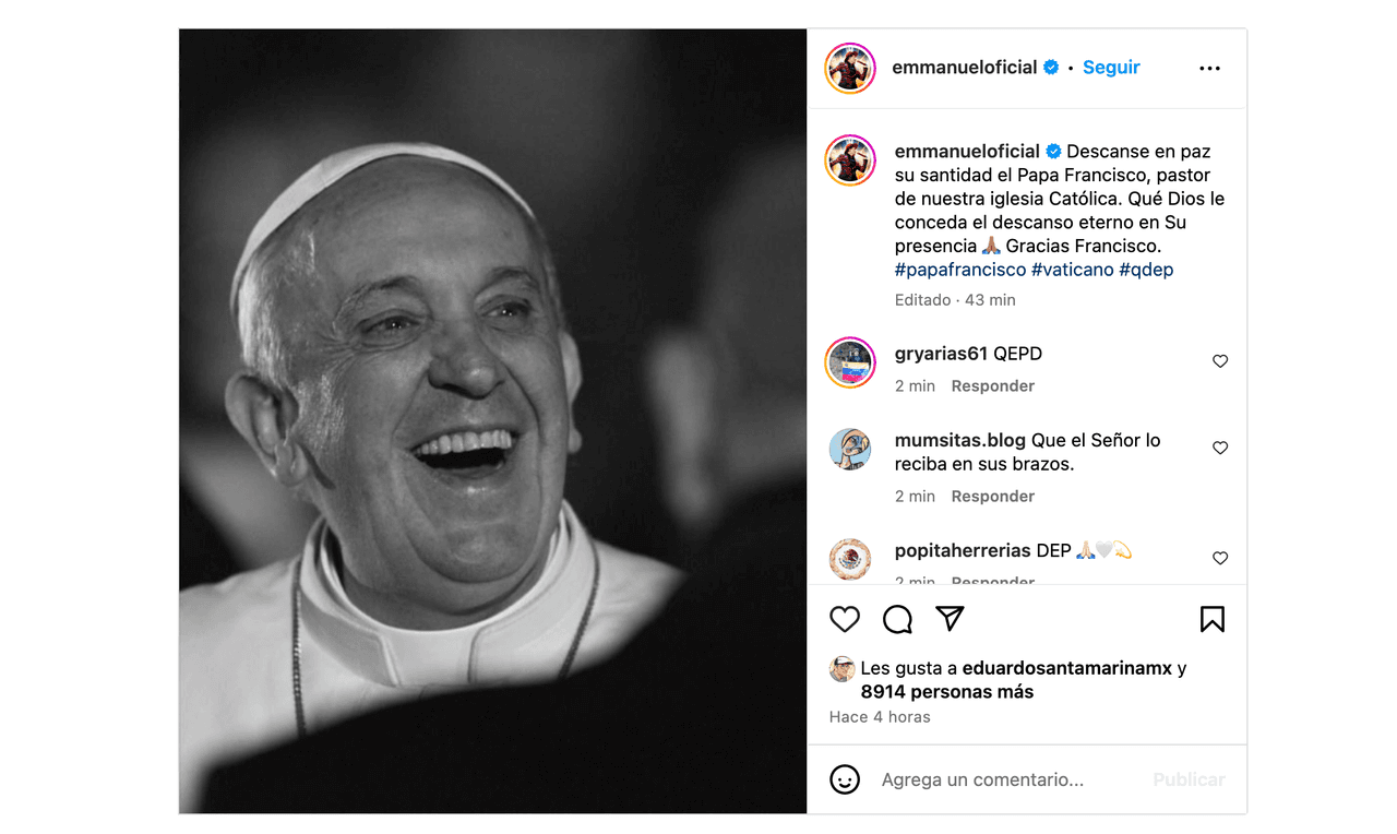 Muere el Papa Francisco: famosos lloran su fallecimiento y lo despiden con devastadoras fotos
