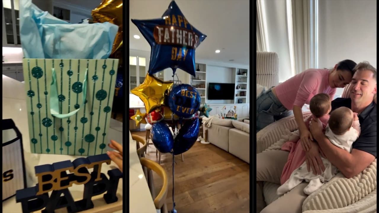 Martha Higareda muestra a sus gemelas durante el festejo del Día del Padre de Lewis Howes