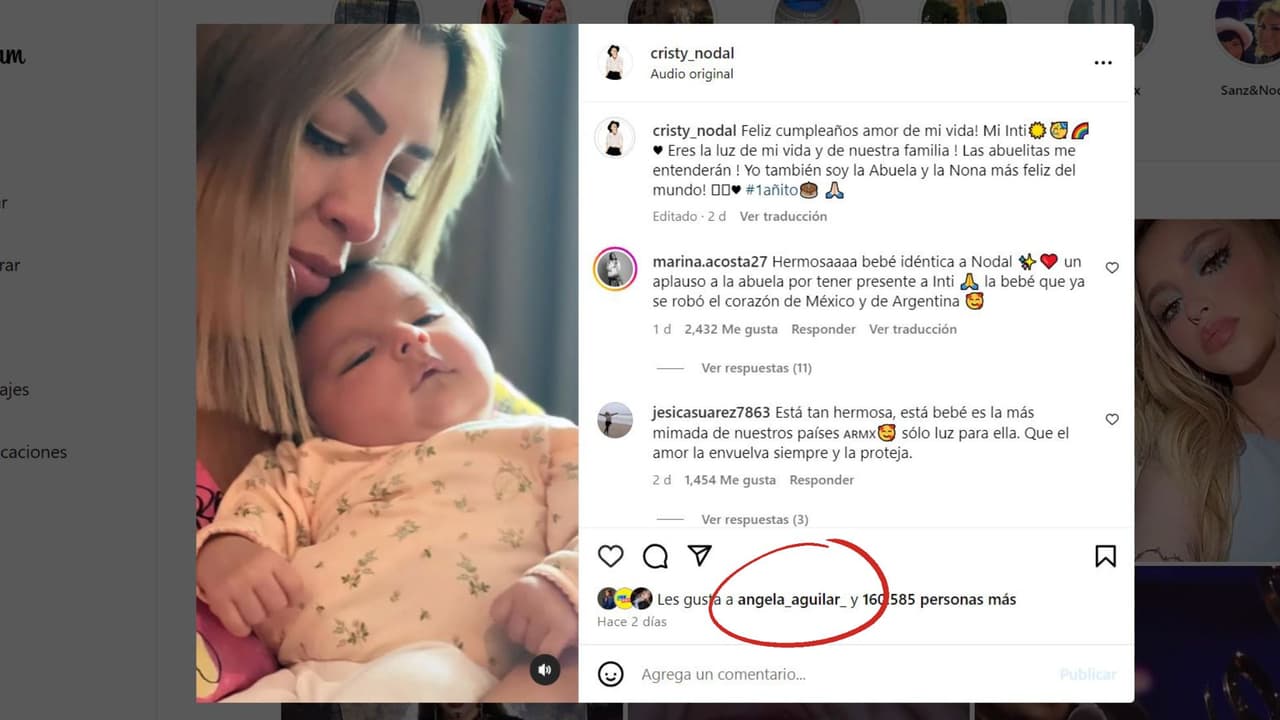 Ángela Aguilar reacciona al cumpleaños de Inti, hija de Nodal y Cazzu.