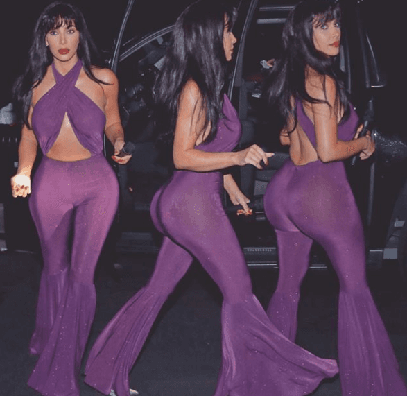 Aunque fue muy críticada, la empresaria y socialité Kim Kardashian también ha sido una de las celebridades que han recordado a Quintanilla a través de sus looks. En 2017, la esposa del cantante Kanye West llevó un palazzo inspirado en ella, durante una fiesta privada.