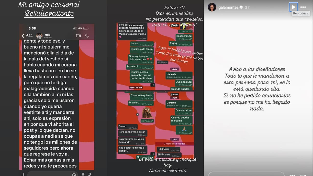 Gala Montes comparte en Instagram Stories que intectó contar a su exstylist varias veces, pero que nunca le respondió