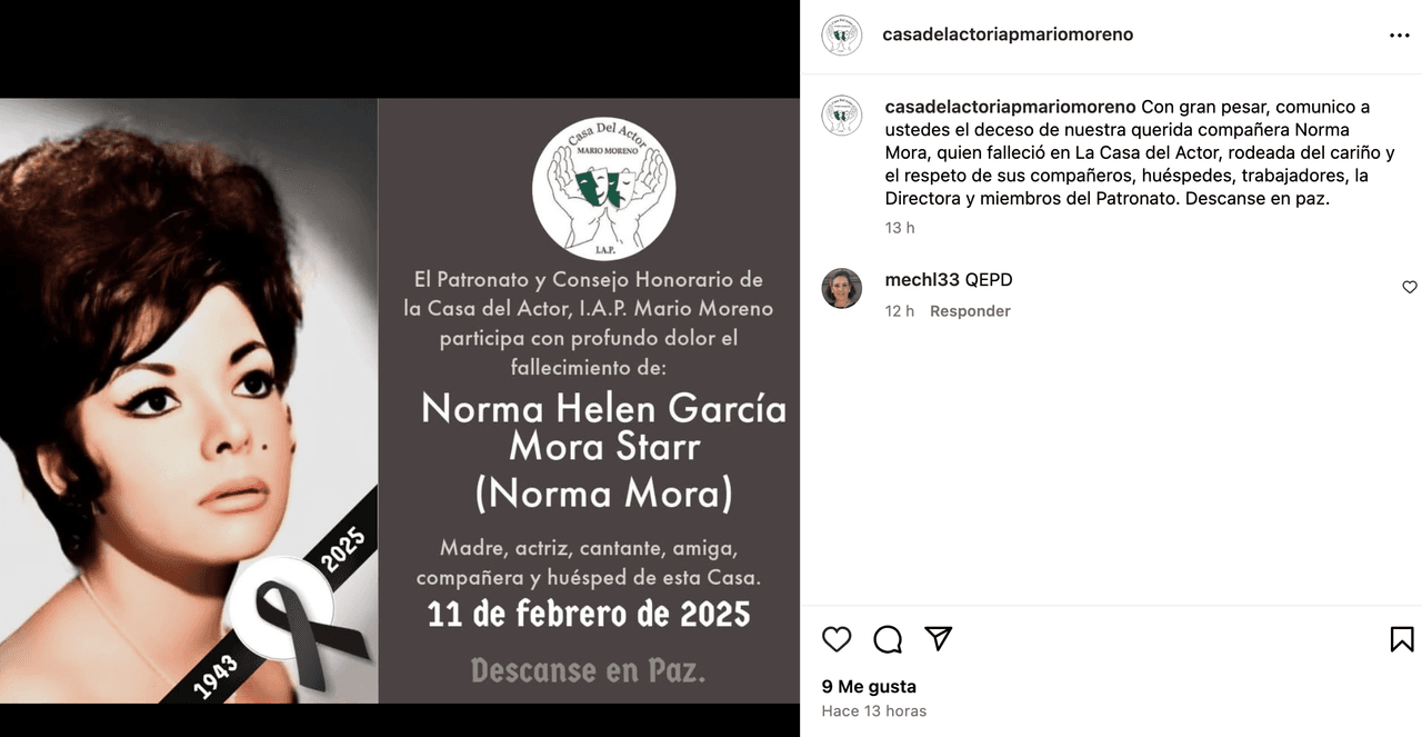 Muere la actriz Norma Mora a los 81 años