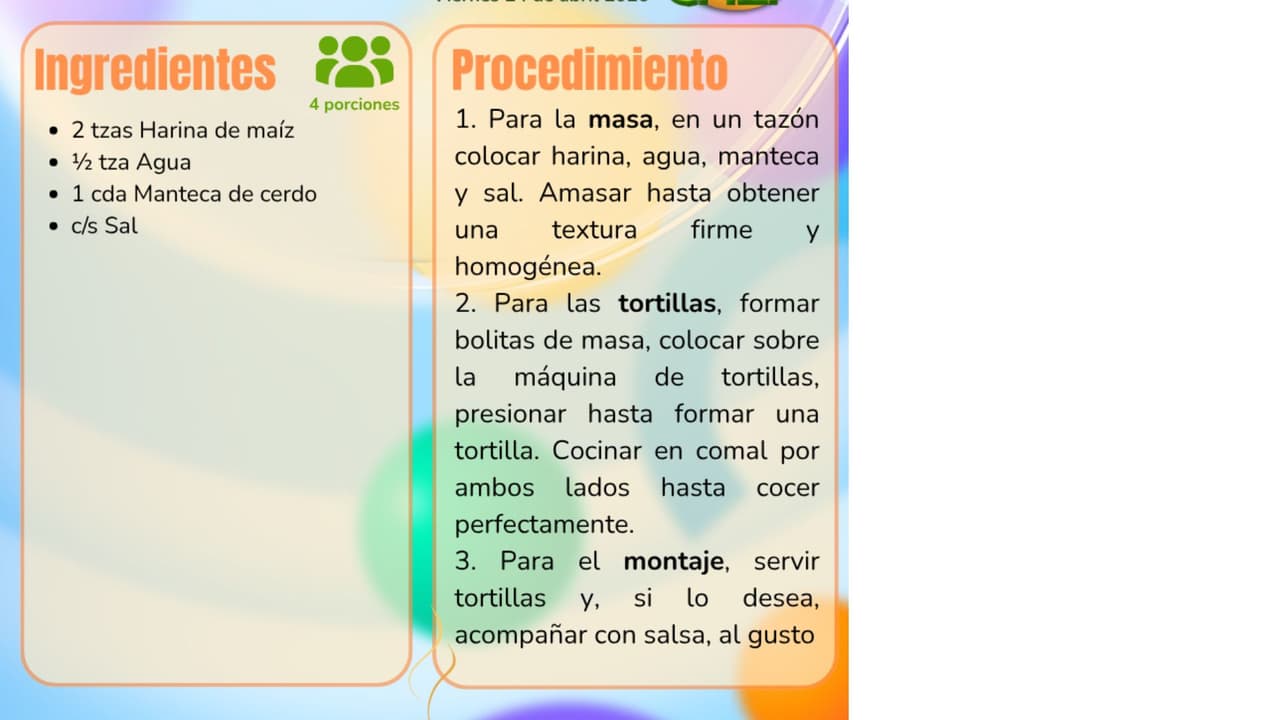 Tortilla, receta de Hoy soy el Chef 2026.