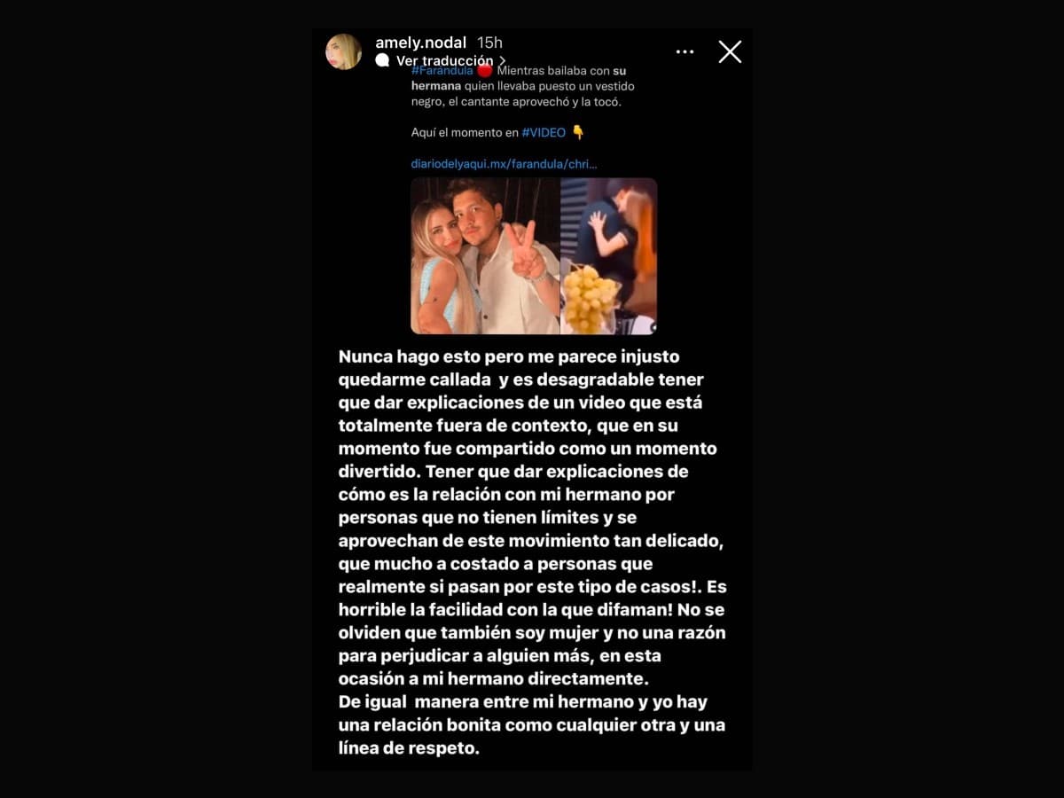 Así defendió Amely Nodal a su hermano Christian Nodal.