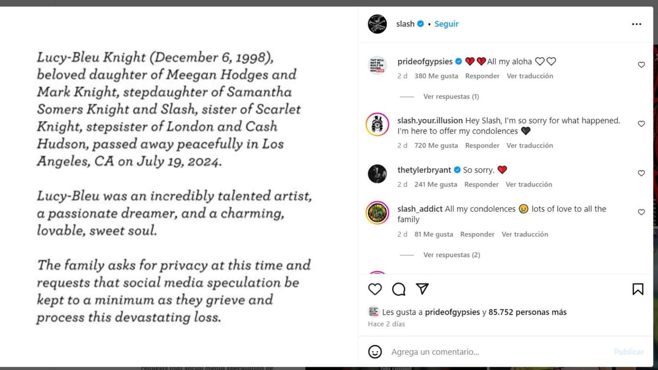 Slash se despide de su hijastra.
