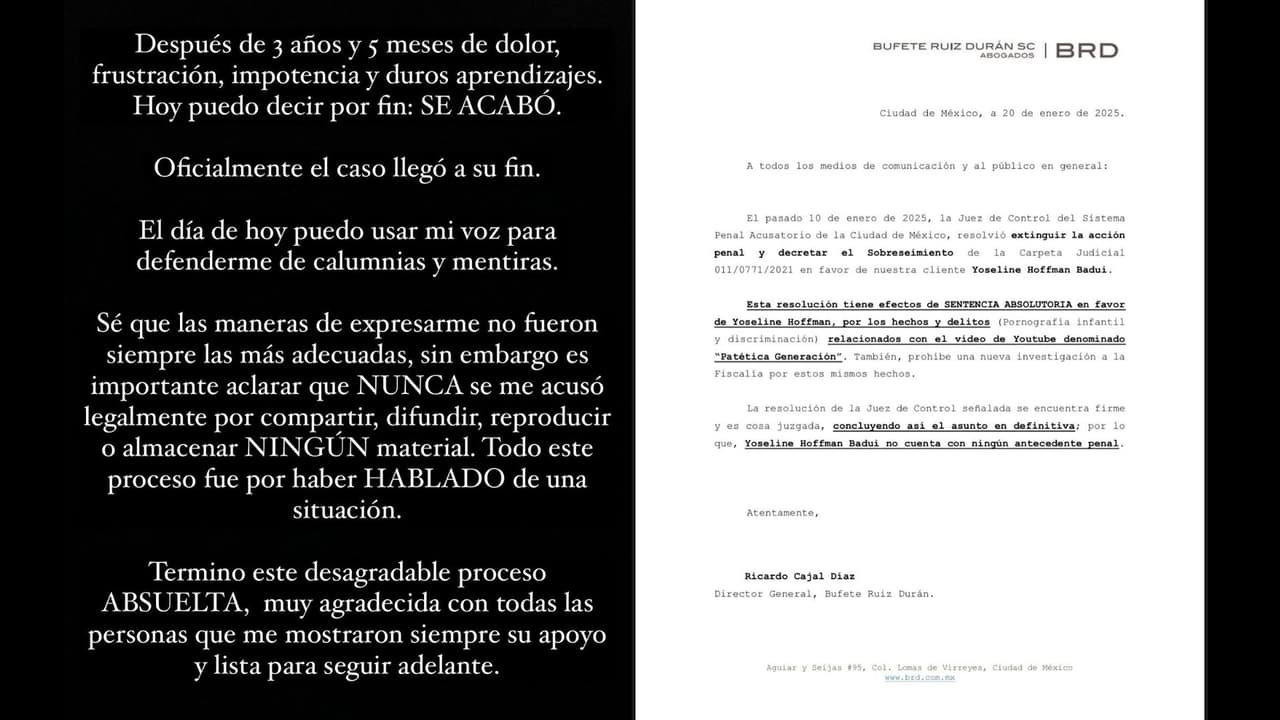 YosStop es absuelta de todos los cargos: Este fue el comunicado que lanzó en redes